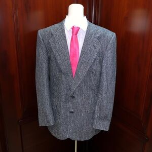 Christian Dior 40R Vintage Gray White Black 100% Silk Blazer sport Coat jacket